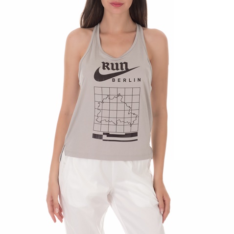 NIKE-Γυναικείο αθλητικό τοπ ΝΙΚΕ MILER TANK RACER BERLIN μπεζ