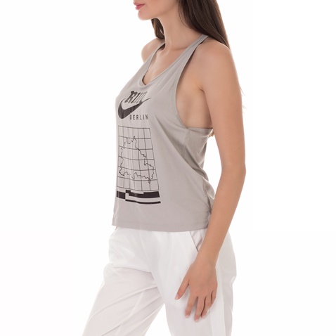 NIKE-Γυναικείο αθλητικό τοπ ΝΙΚΕ MILER TANK RACER BERLIN μπεζ