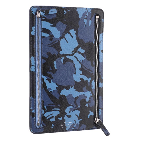 SMYTHSON-Θήκη εγγράφων SMYTHSON BURLINGTON zip currency case μπλε
