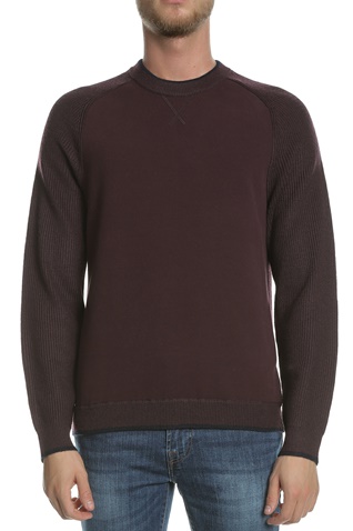TED BAKER-Ανδρική πλεκτή μπλούζα TED BAKER SMUG LS μοβ
