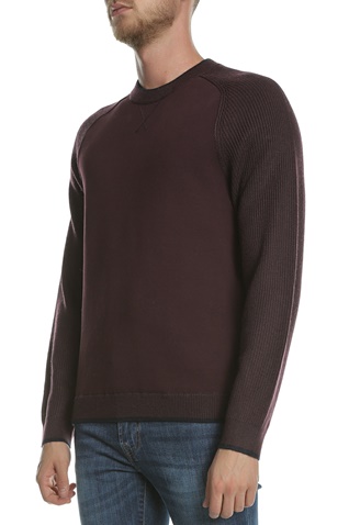 TED BAKER-Ανδρική πλεκτή μπλούζα TED BAKER SMUG LS μοβ
