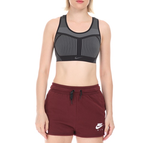 NIKE-Γυναικείο αθλητικό μπουστάκι NIKE FE/NOM FLYKNIT BRA γκρι μαύρο