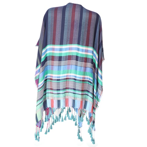 ECHO-Γυναικεία εσάρπα ECHO MARINA PLAID REVERSIBLE RUANA μπλε