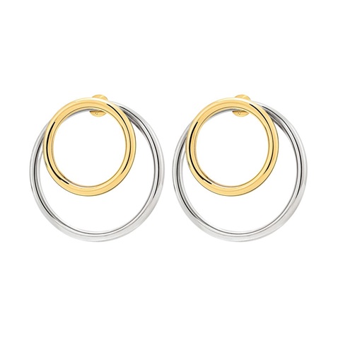 FOLLI FOLLIE-Γυναικεία διπλά σκουλαρίκια κρίκοι FOLLI FOLLIE Metal Chic Silver and Yellow από ατσάλι