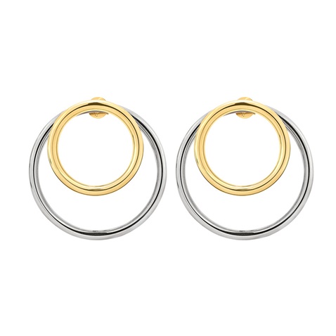 FOLLI FOLLIE-Γυναικεία διπλά σκουλαρίκια κρίκοι FOLLI FOLLIE Metal Chic Silver and Yellow από ατσάλι