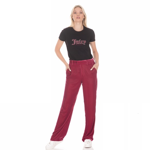 JUICY COUTURE-Γυναικεία παντελόνα JUICY COUTURE VELVET κόκκινη