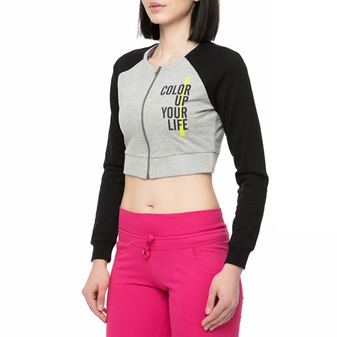 BODYTALK-Γυναικεία crop ζακέτα Bodytalk COLORUPW γκρι-μαύρη