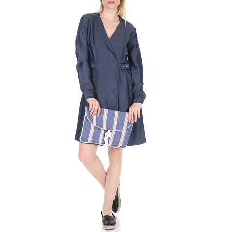 G-STAR RAW-Γυναικείο mini φόρεμα G-STAR RAW CORE WRAP μπλε