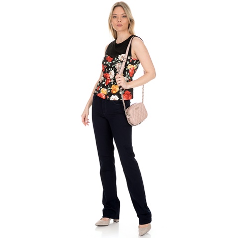 GUESS-Γυναικείο αμάνικο τοπ GUESS STELLA μαύρο φλοράλ