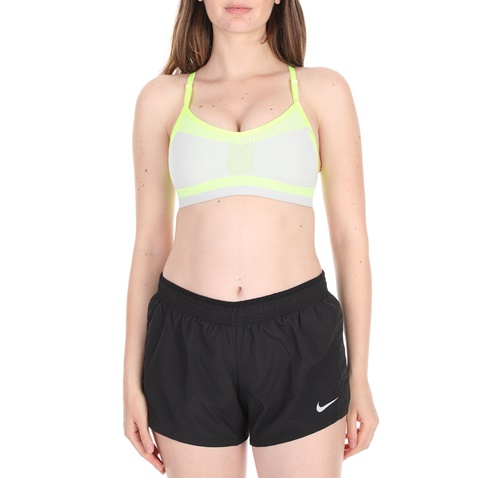 NIKE-Γυναικείο αθλητικό μπουστάκι NIKE FLYKNIT INDY BRA κίτρινο λευκό