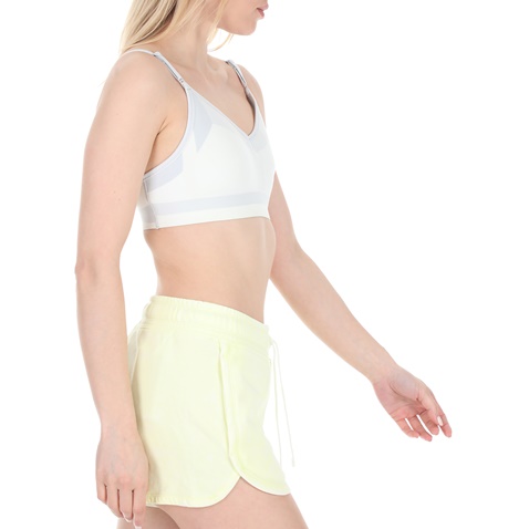 NIKE-Γυναικείο αθλητικό μπουστάκι NIKE FLYKNIT INDY BRA λευκό ασημί