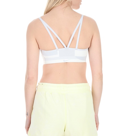 NIKE-Γυναικείο αθλητικό μπουστάκι NIKE FLYKNIT INDY BRA λευκό ασημί