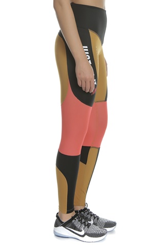 NIKE-Γυναικείο κολάν Nike Dri-FIT Power Graphic μπεζ-μαύρο
