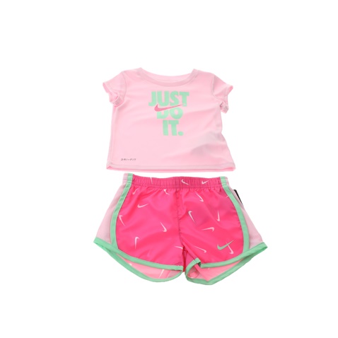 NIKE-Παιδικό σετ μπλούζα σορτς NIKE DF SS TEE & TEMPO SHORT ροζ πράσινο