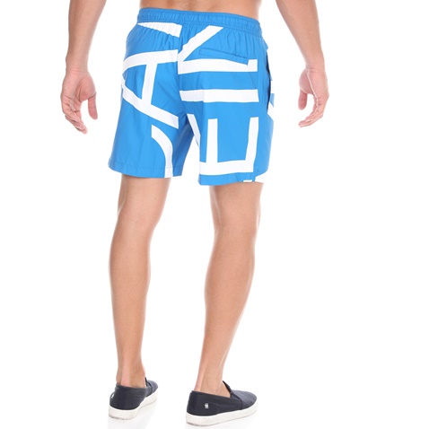 CK UNDERWEAR-Ανδρικό μαγιό σορτς CK UNDERWEAR MEDIUM DRAWSTRING μπλε λευκό