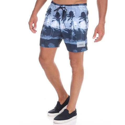 CK UNDERWEAR-Ανδρικό μαγιό σορτς CK UNDERWEAR MEDIUM DRAWSTRING HURRICANE μπλε