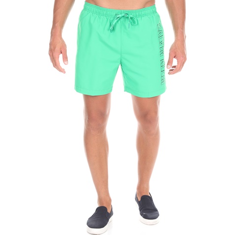 CK UNDERWEAR-Ανδρικό μαγιό σορτς CK UNDERWEAR MEDIUM DRAWSTRING πράσινο