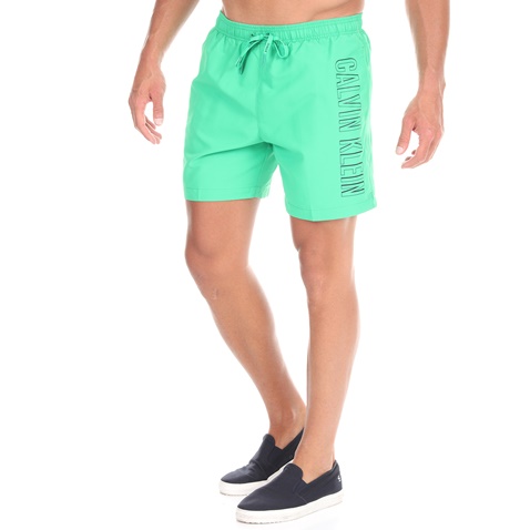 CK UNDERWEAR-Ανδρικό μαγιό σορτς CK UNDERWEAR MEDIUM DRAWSTRING πράσινο