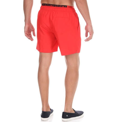 CK UNDERWEAR-Ανδρικό μαγιό σορτς CK UNDERWEAR MEDIUM DOUBLE WAISTBAND κόκκινο