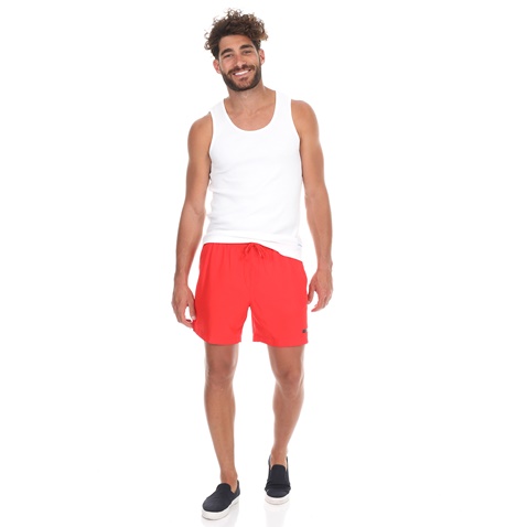 CK UNDERWEAR-Ανδρικό μαγιό σορτς CK UNDERWEAR MEDIUM DOUBLE WAISTBAND κόκκινο