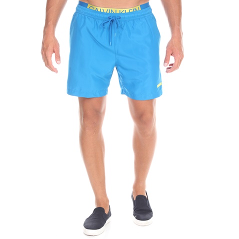 CK UNDERWEAR-Ανδρικό μαγιό σορτς CK UNDERWEAR MEDIUM DOUBLE WAISTBAND μπλε