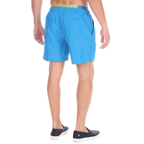 CK UNDERWEAR-Ανδρικό μαγιό σορτς CK UNDERWEAR MEDIUM DOUBLE WAISTBAND μπλε