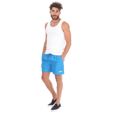 CK UNDERWEAR-Ανδρικό μαγιό σορτς CK UNDERWEAR MEDIUM DOUBLE WAISTBAND μπλε