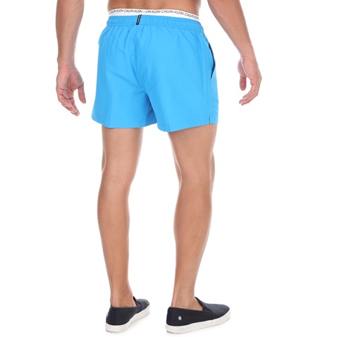 CK UNDERWEAR-Ανδρικό μαγιό σορτς CK UNDERWEAR DOUBLE WAISTBAND γαλάζιο