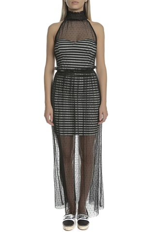 GUESS-Γυναικείο μάξι φόρεμα TINA GUESS λευκό-μαύρο