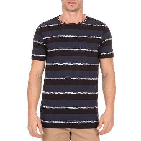 SCOTCH & SODA-Ανδρική μπλούζα SCOTCH & SODA ριγέ μπλε και μαύρη