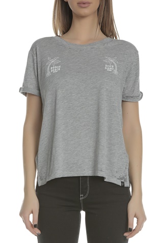 SCOTCH & SODA-Γυναικεία κοντομάνικη μπλούζα SCOTCH & SODA ROCK THEMED γκρι