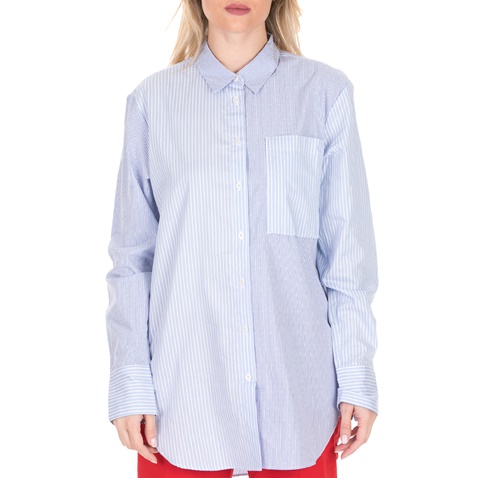 G-STAR RAW-Γυναικείο πουκάμισο G-STAR RAW Core 1pkt bf μπλε λευκό