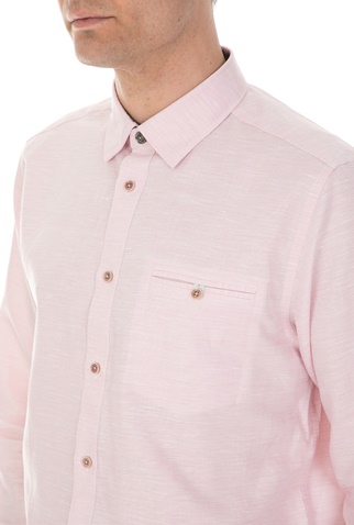 TED BAKER-Ανδρικό μακρυμάνικο πουκάμισο TED BAKER RABBBT ροζ