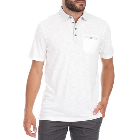 TED BAKER-Ανδρική polo μπλούζα TED BAKER SAHARAH λευκή