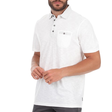 TED BAKER-Ανδρική polo μπλούζα TED BAKER SAHARAH λευκή