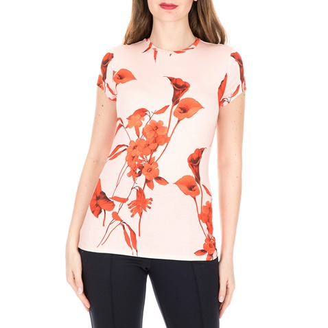 TED BAKER-Γυναικεία κοντομάνικη μπλούζα TED BAKER DILLIA FANTASIA ροζ