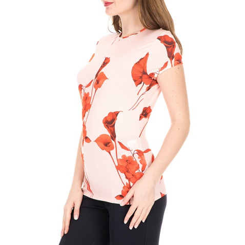 TED BAKER-Γυναικεία κοντομάνικη μπλούζα TED BAKER DILLIA FANTASIA ροζ