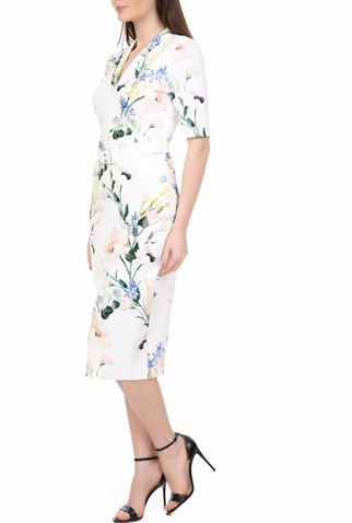 TED BAKER-Γυναικείο midi pencil φόρεμα TED BAKER LYLLI λευκό