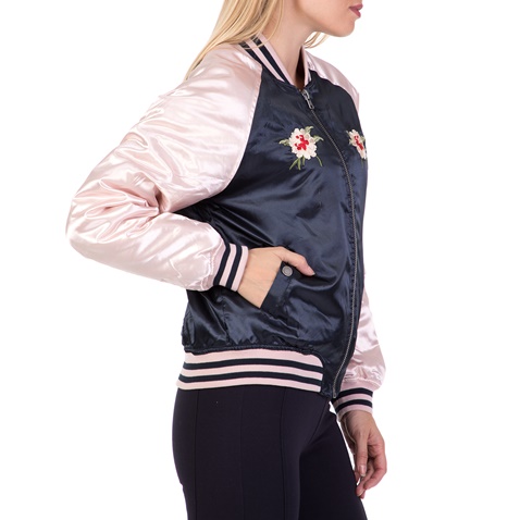 FUNKY BUDDHA-Γυναικείο bomber jacket FUNKY BUDDHA μπλε - ροζ