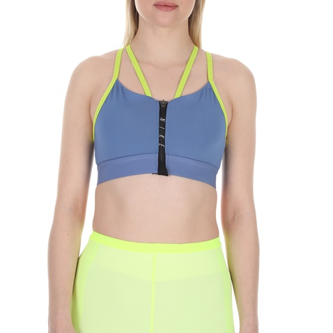 NIKE-Γυναικείο αθλητικό μπουστάκι Nike Zip Indy Women's Light Su μπλε κίτρινο