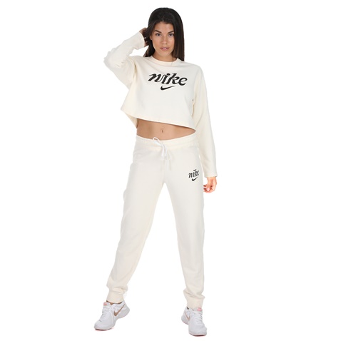 NIKE-Γυναικείο αθλητικό cropped top NIKE λευκό
