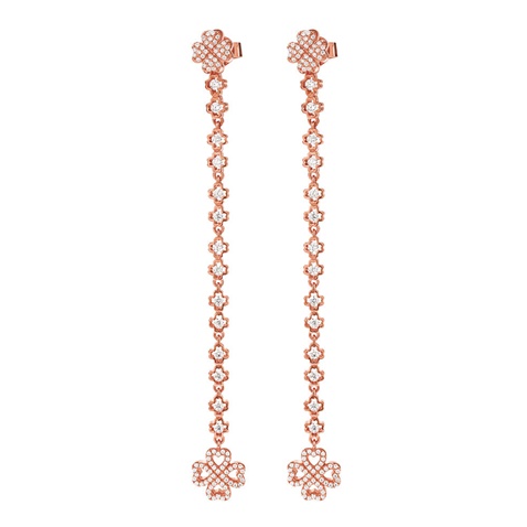 FOLLI FOLLIE-Γυναικεία ασημένια σκουλαρίκια FOLLI FOLLIE Miss Heart4Heart Multi Wear με ροζ επιχρύσωση