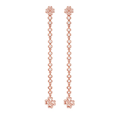 FOLLI FOLLIE-Γυναικεία ασημένια σκουλαρίκια FOLLI FOLLIE Miss Heart4Heart Multi Wear με ροζ επιχρύσωση