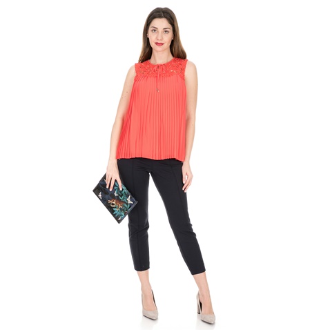TED BAKER-Γυναικεία αμάνικη μπλούζα TED BAKER SHERBEY PLEATED κόκκινη