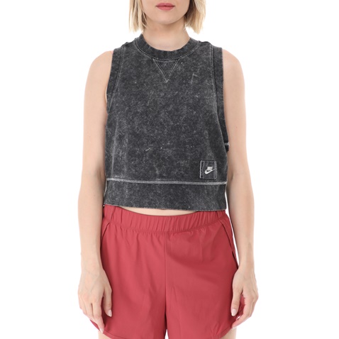 NIKE-Γυναικείο αθλητικό cropped top NIKE NSW TANK CROP FT REBEL μαύρο