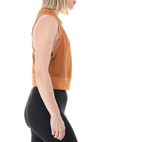 NIKE-Γυναικείο αθλητικό cropped top NIKE NSW FT REBEL καφέ
