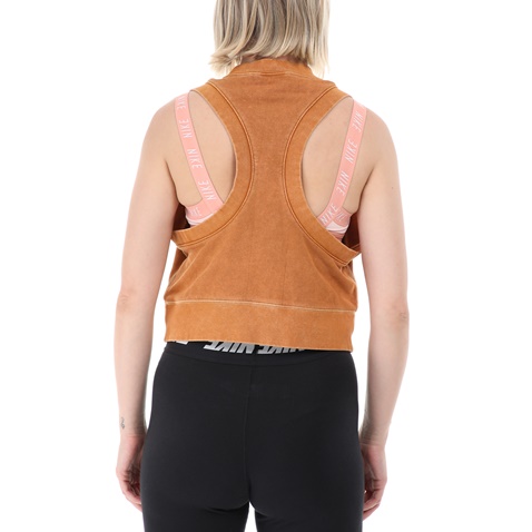 NIKE-Γυναικείο αθλητικό cropped top NIKE NSW FT REBEL καφέ