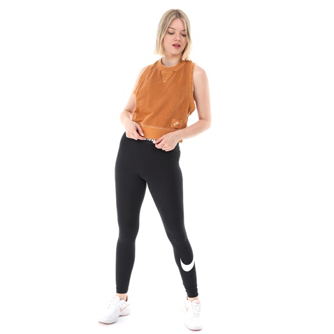 NIKE-Γυναικείο αθλητικό cropped top NIKE NSW FT REBEL καφέ