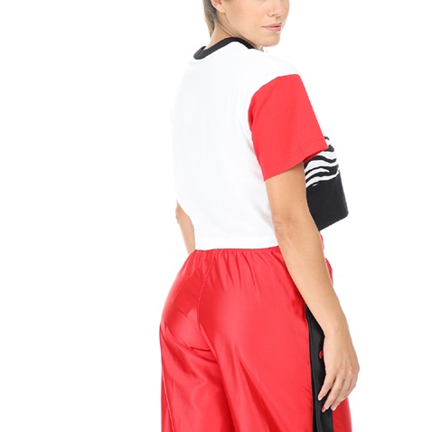 NIKE-Γυναικεία κοντομάνικη μπλούζα NIKE NSW ESSNTL TOP λευκή-κόκκινη