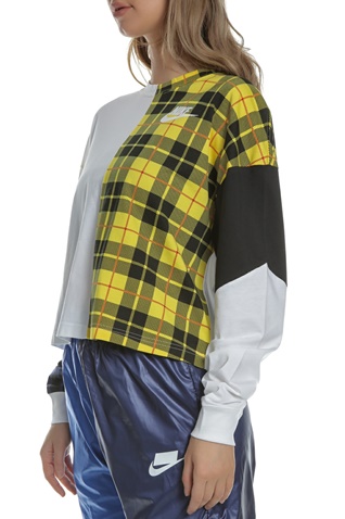 NIKE-Γυναικεία μπλούζα NIKE PLAID λευκή